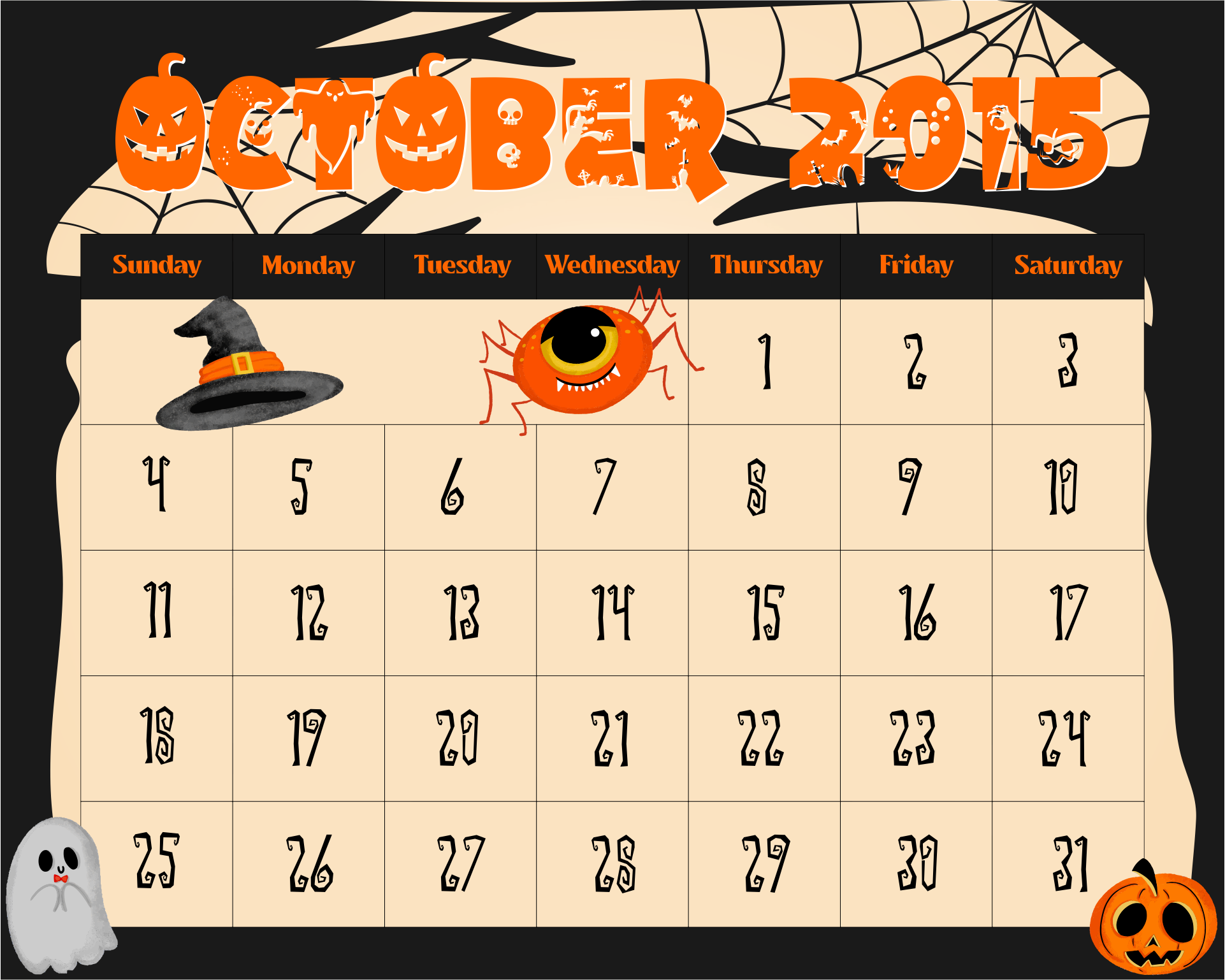 90 October Calendar Free Printable 34