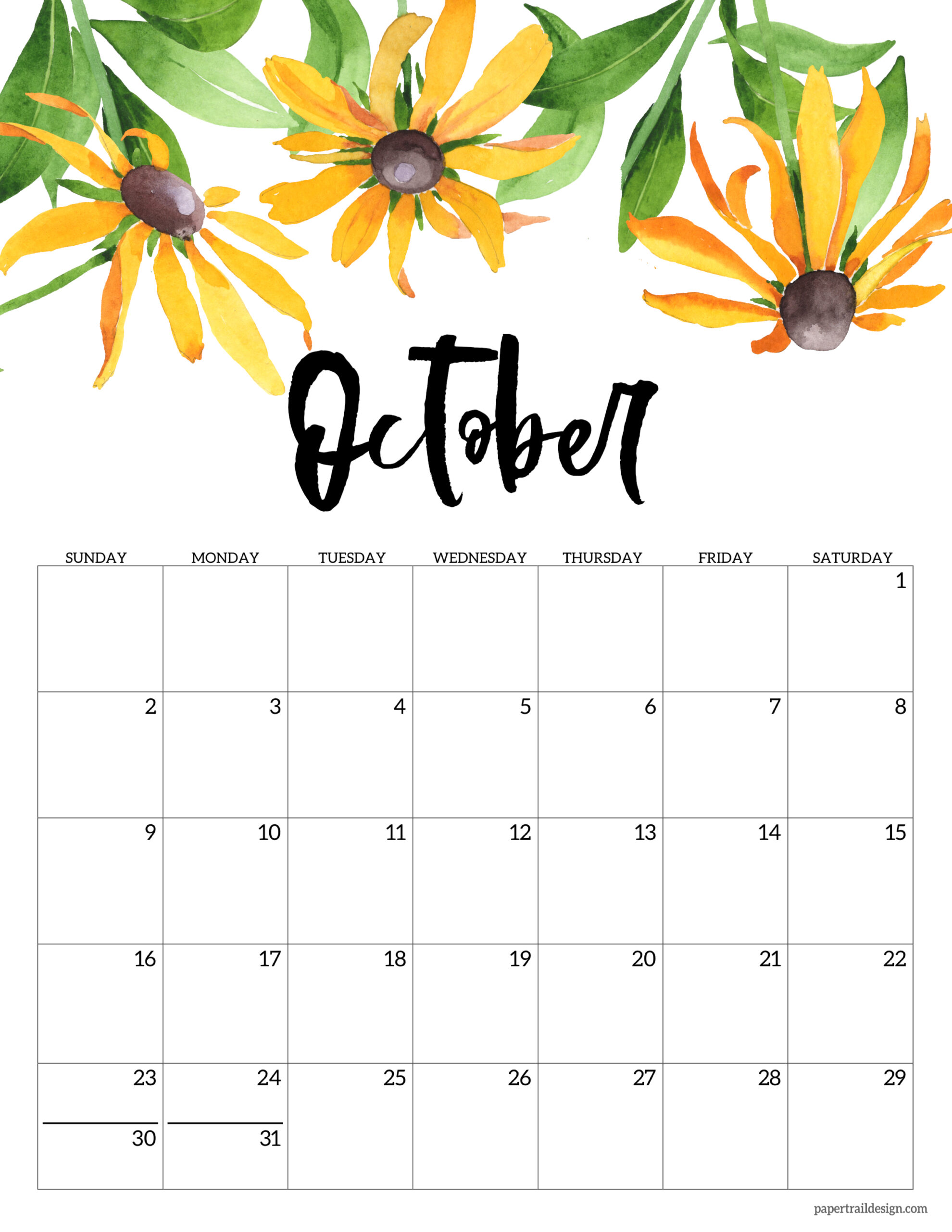 90 October Calendar Free Printable 35