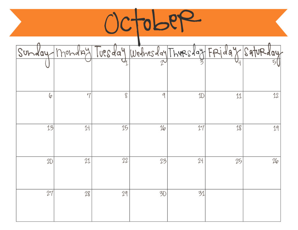 90 October Calendar Free Printable 38