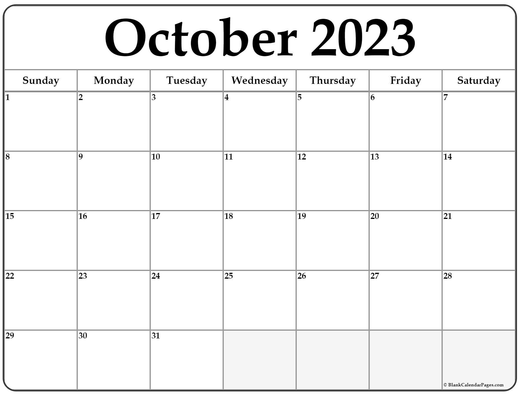 90 October Calendar Free Printable 43