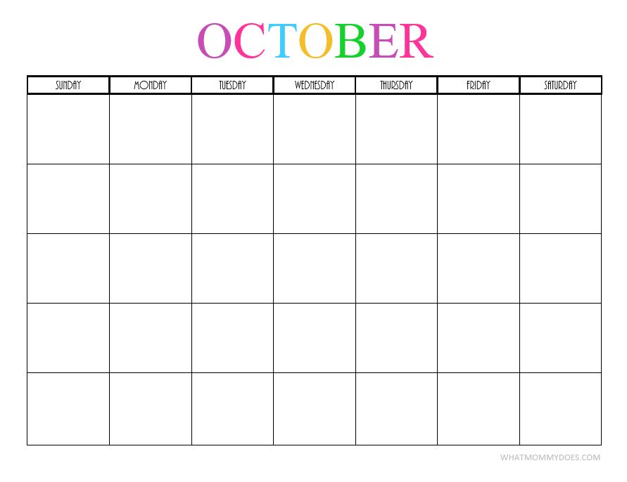 90 October Calendar Free Printable 53