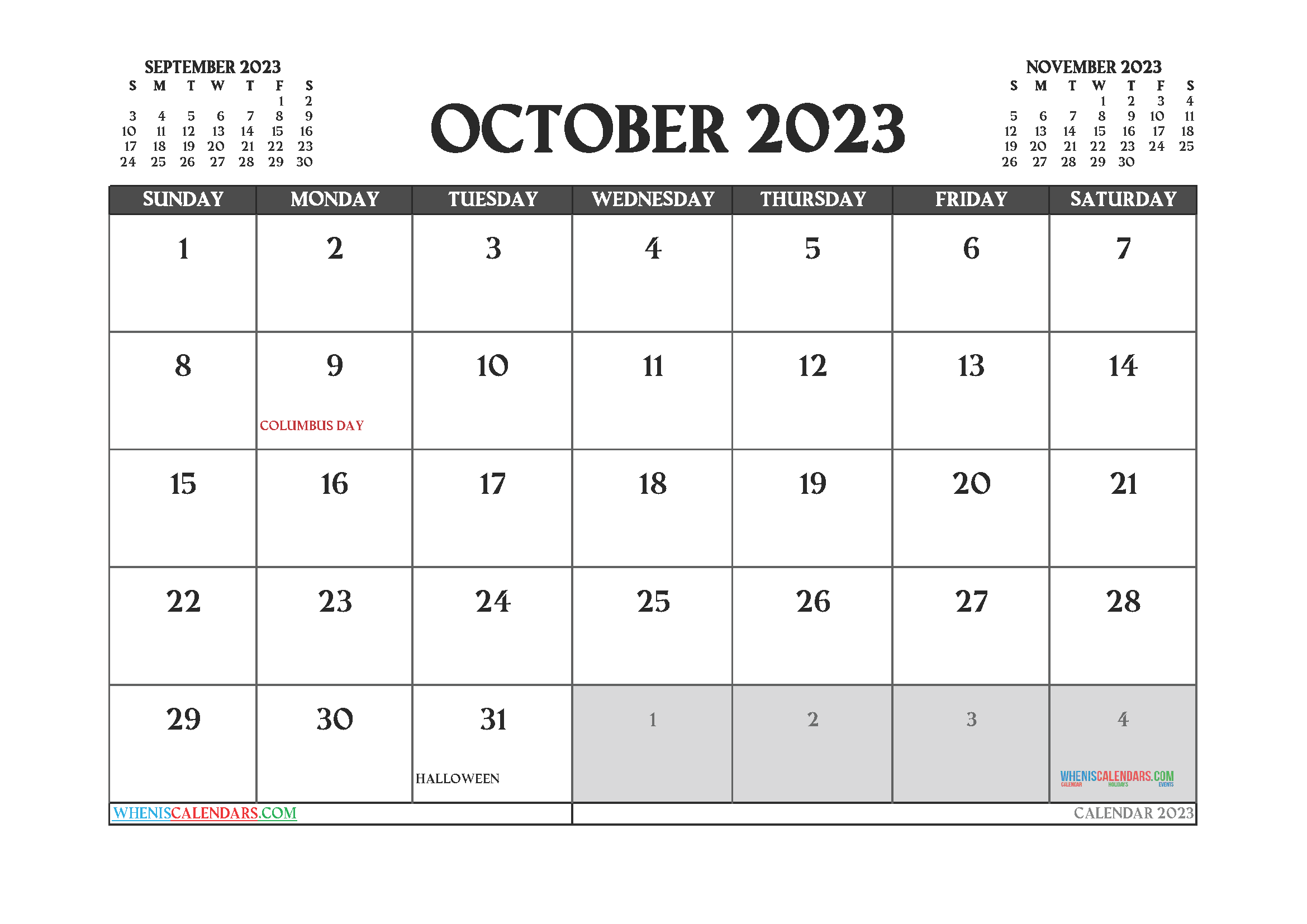 90 October Calendar Free Printable 54