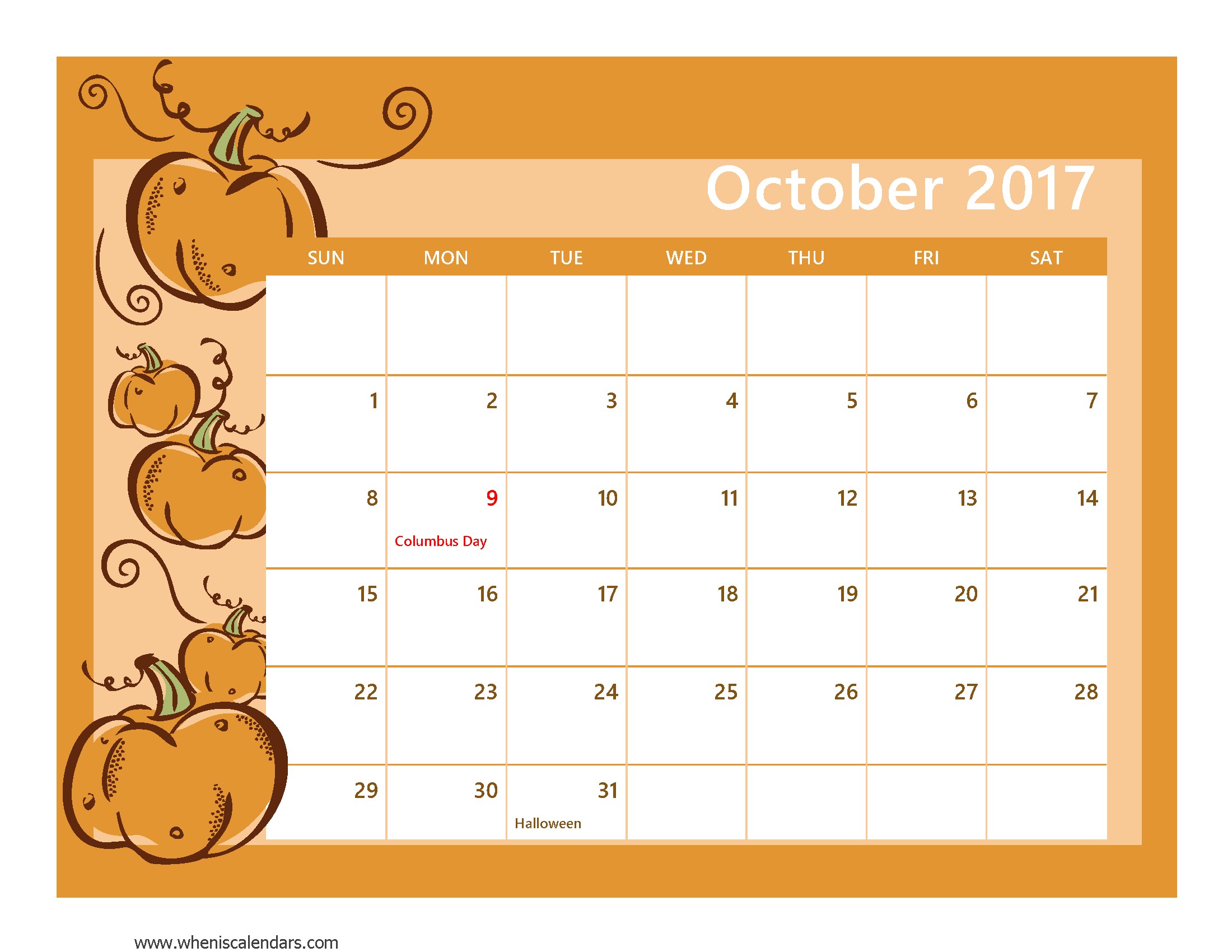 90 October Calendar Free Printable 65