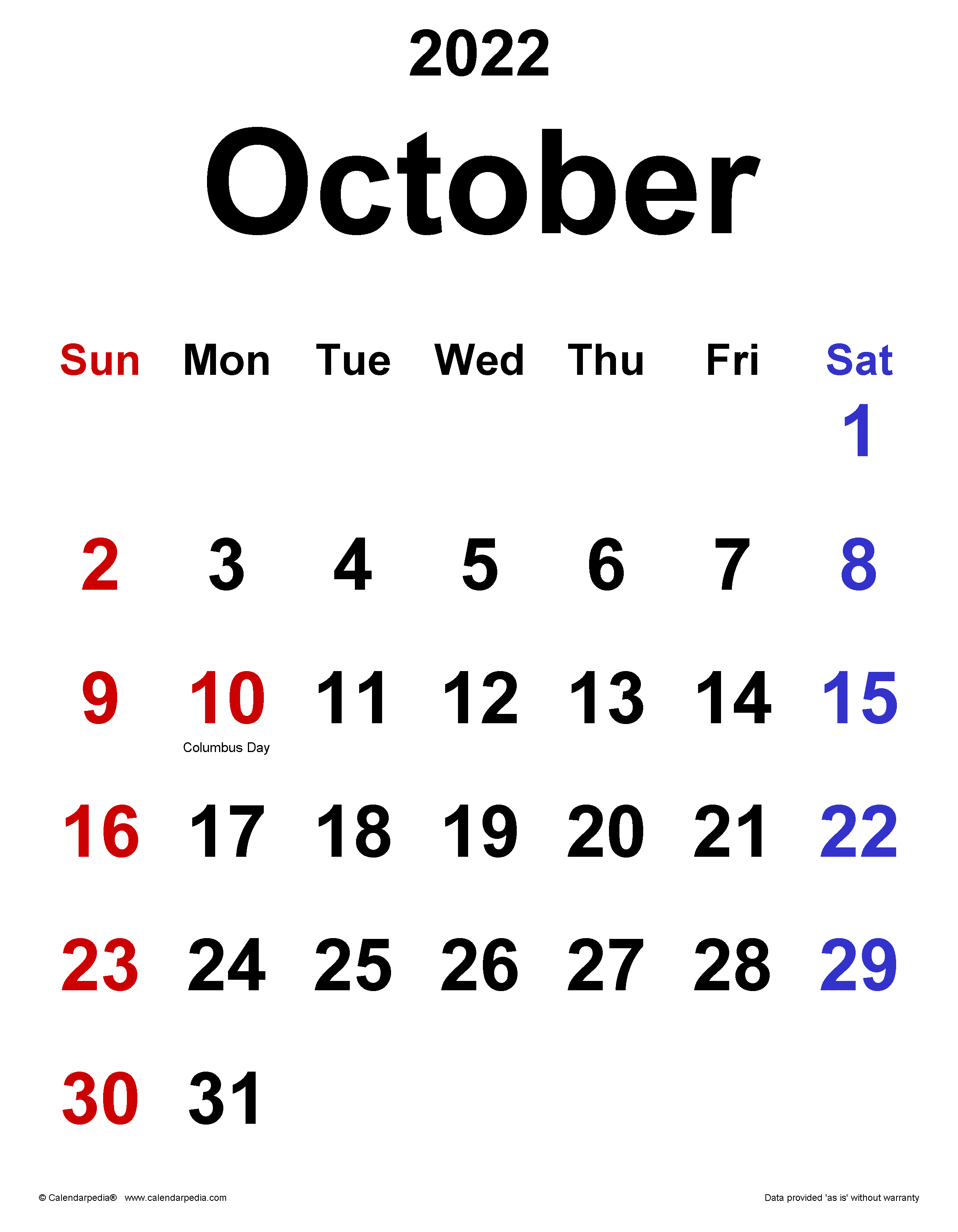 90 October Calendar Free Printable 73