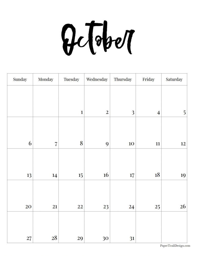 90 October Calendar Free Printable 84