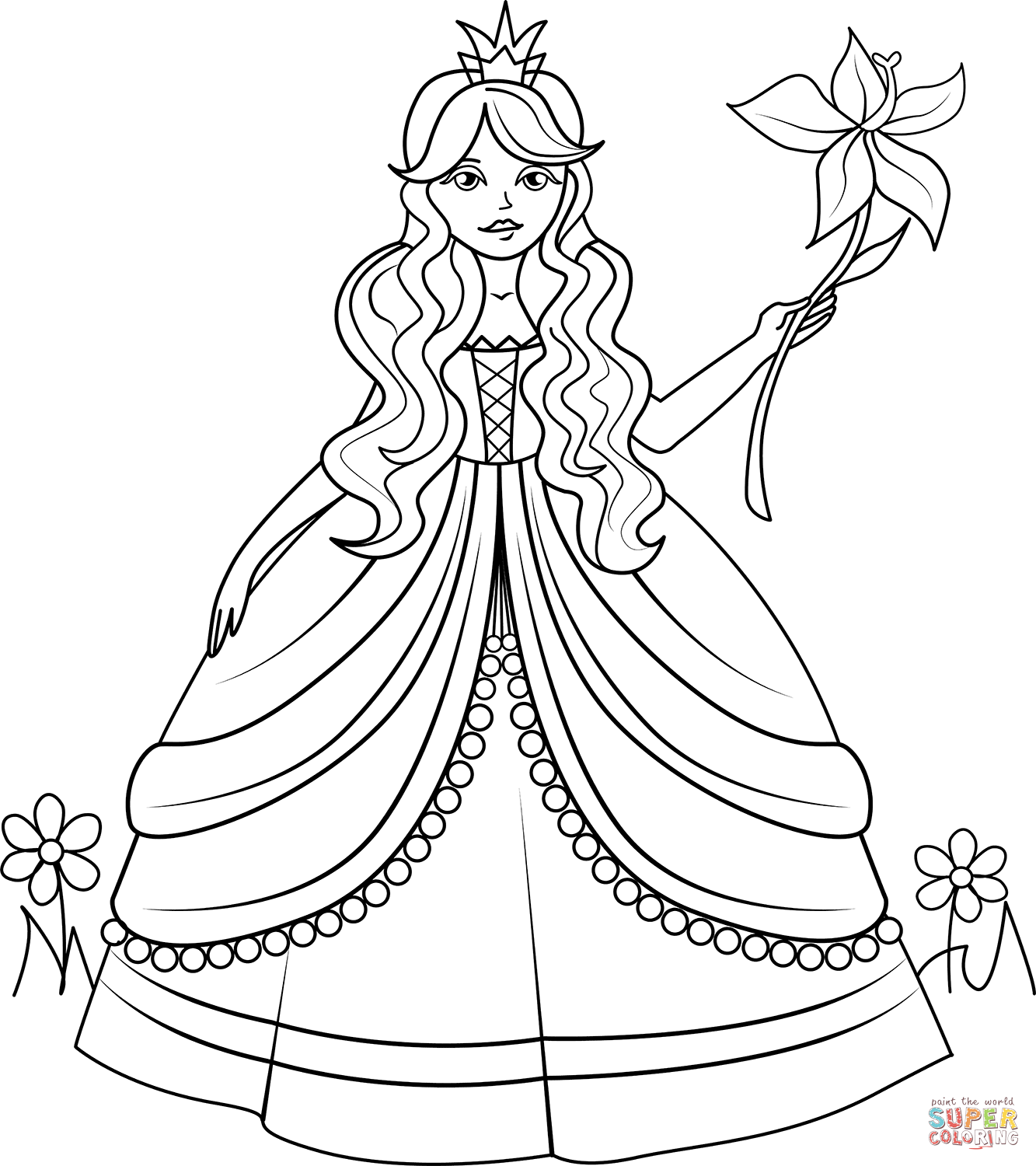 90 Princess Printable Coloring Page 1