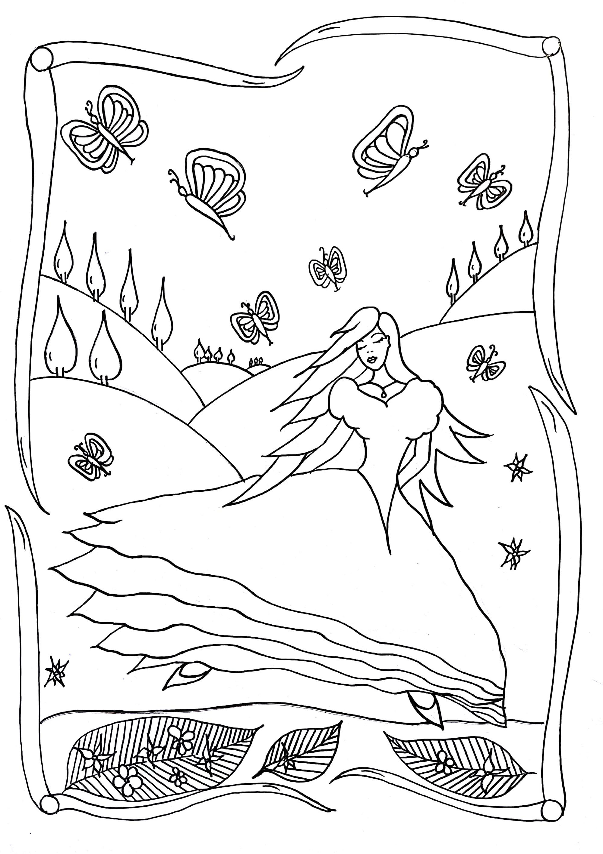 90 Princess Printable Coloring Page 16