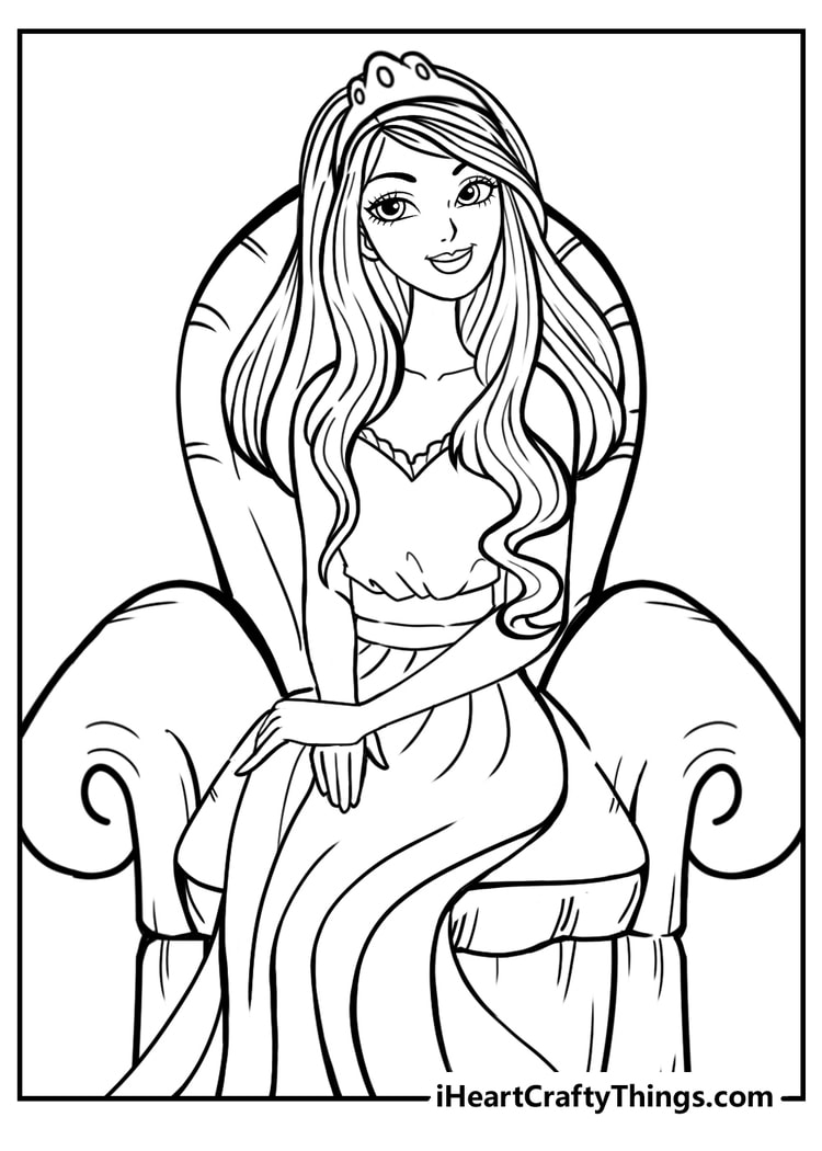 90 Princess Printable Coloring Page 24