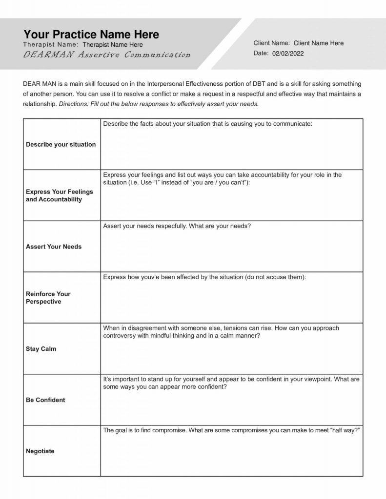 90 Printable Assertive Communication Worksheet 1