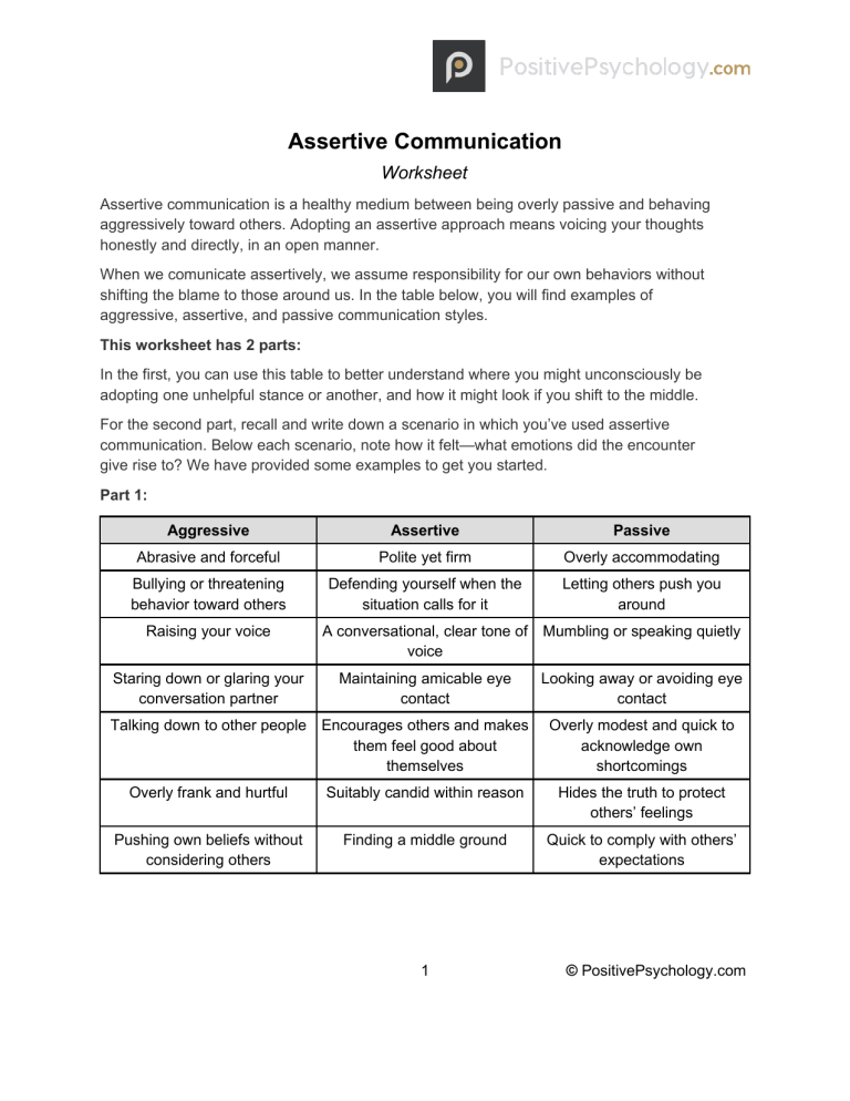 90 Printable Assertive Communication Worksheet 20