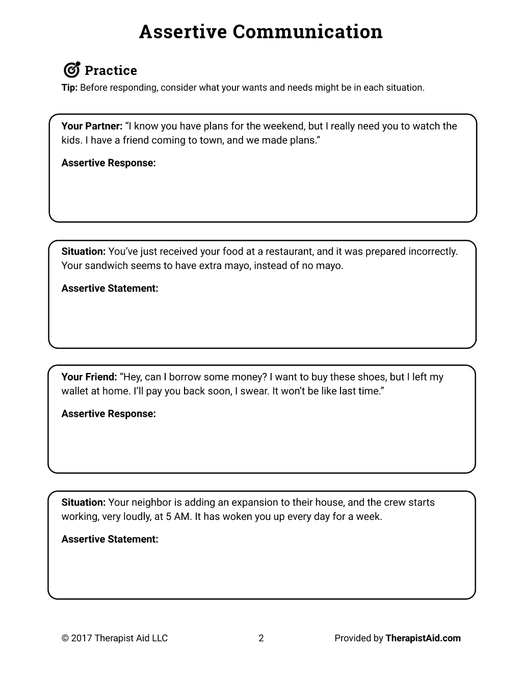 90 Printable Assertive Communication Worksheet 53