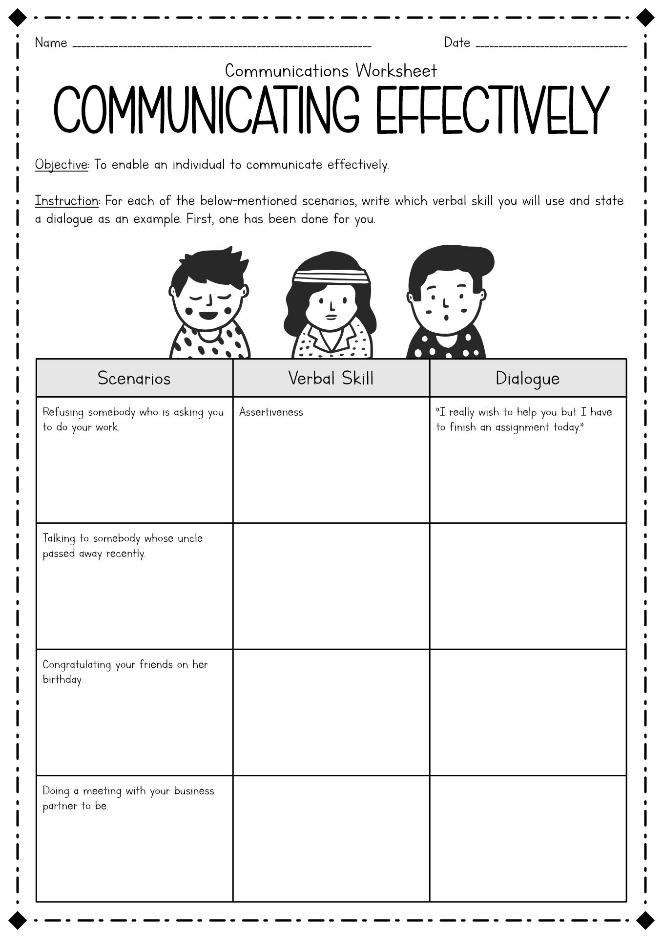 90 Printable Assertive Communication Worksheet 54