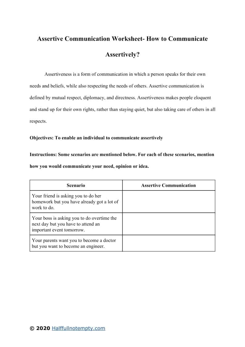 90 Printable Assertive Communication Worksheet 8