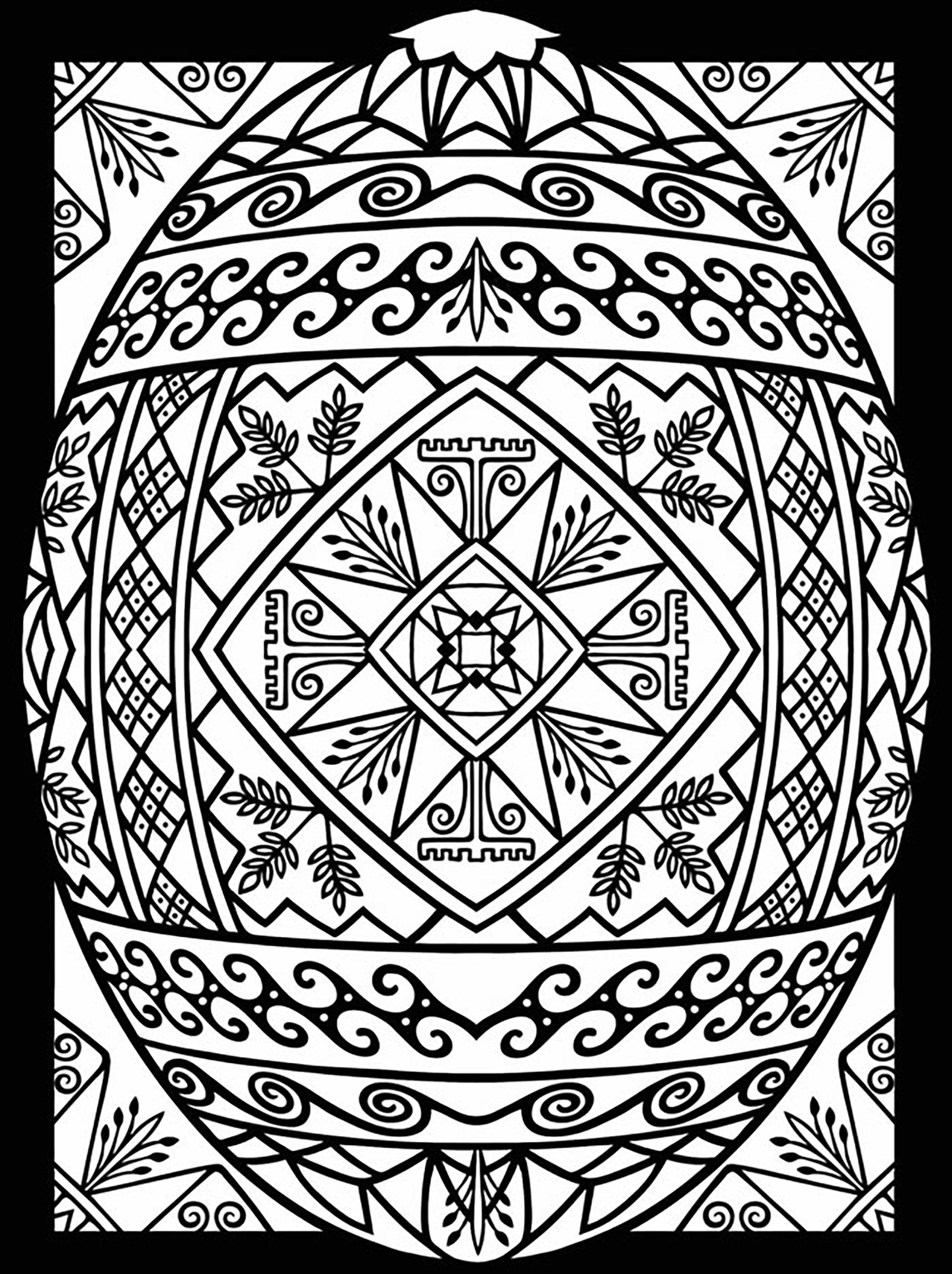 90 Printable Coloring Easter Eggs 14