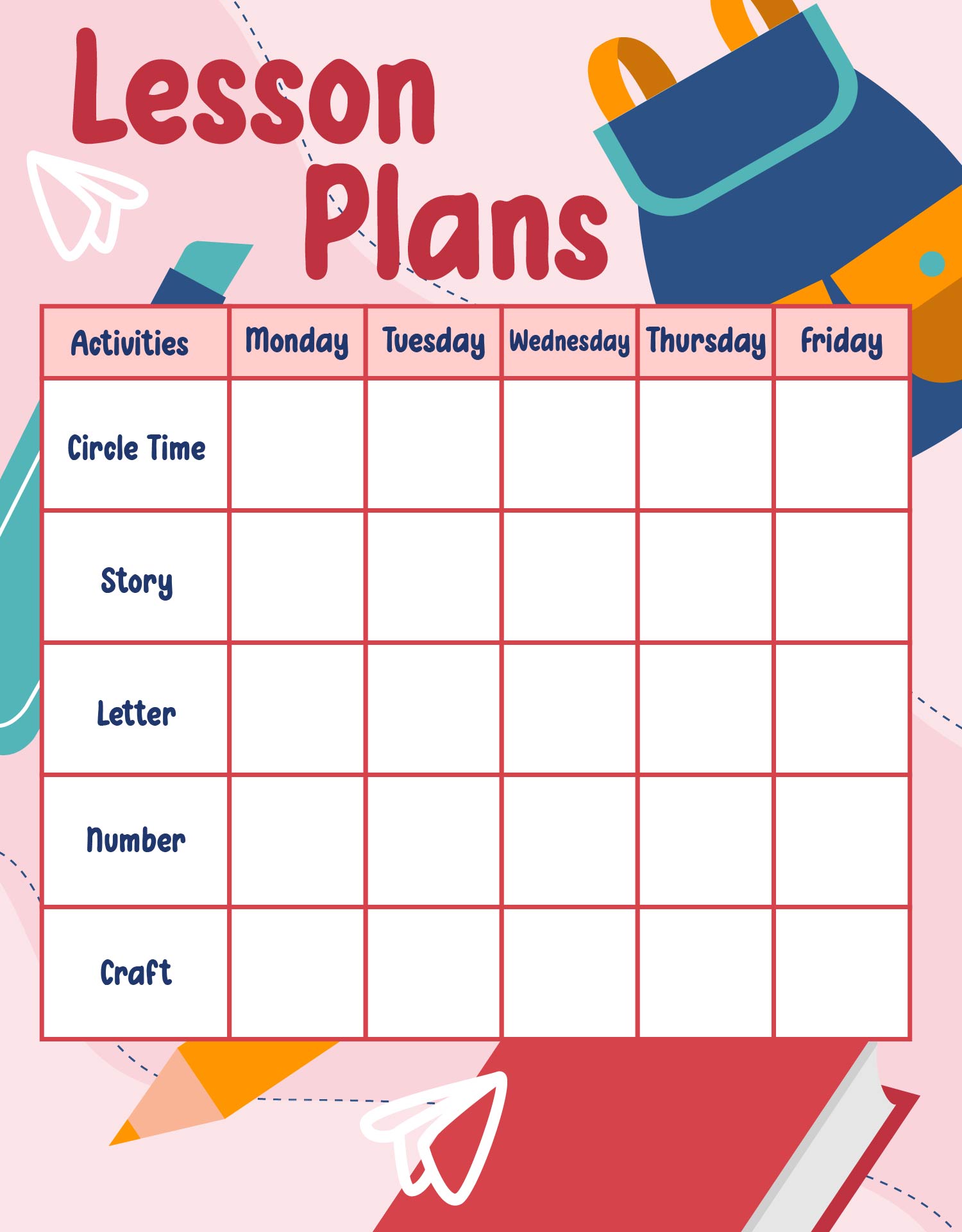 90 Printable Montessori Lesson Plan Template 14