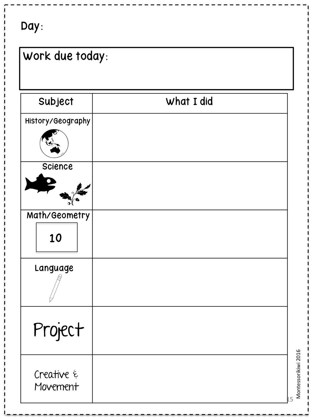 90 Printable Montessori Lesson Plan Template 33