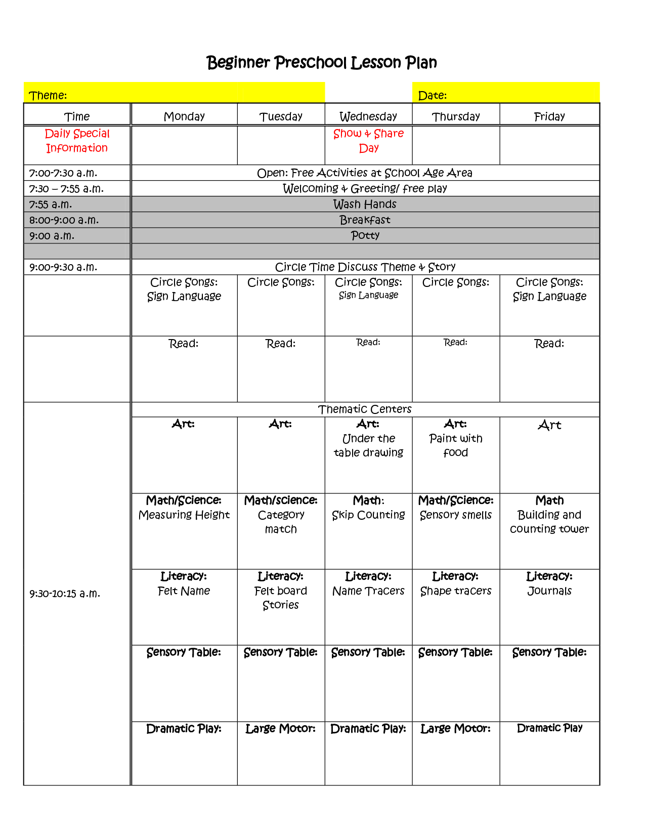 90 Printable Montessori Lesson Plan Template 38