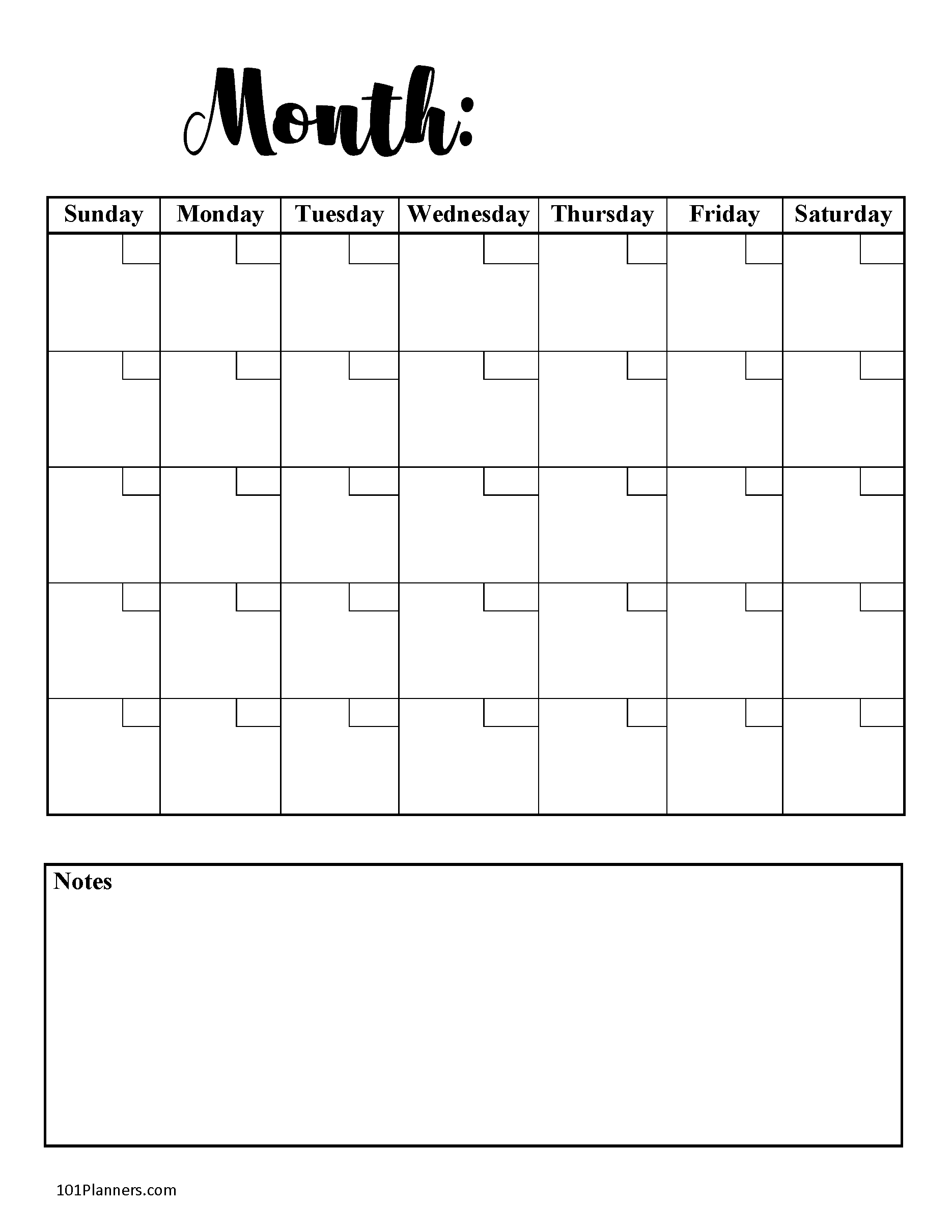 60 Blank Printable Monthly Calendars 1