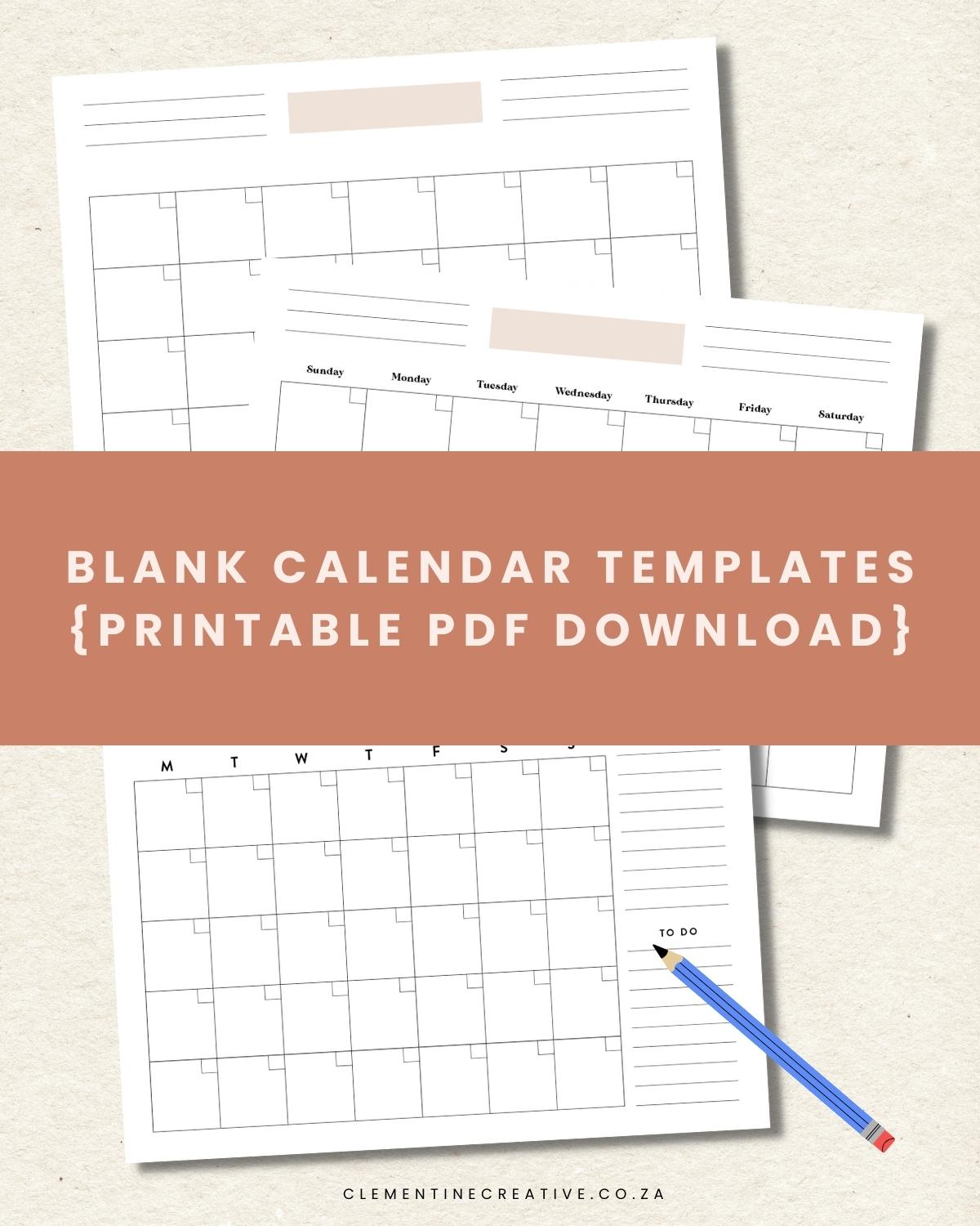 60 Blank Printable Monthly Calendars 16