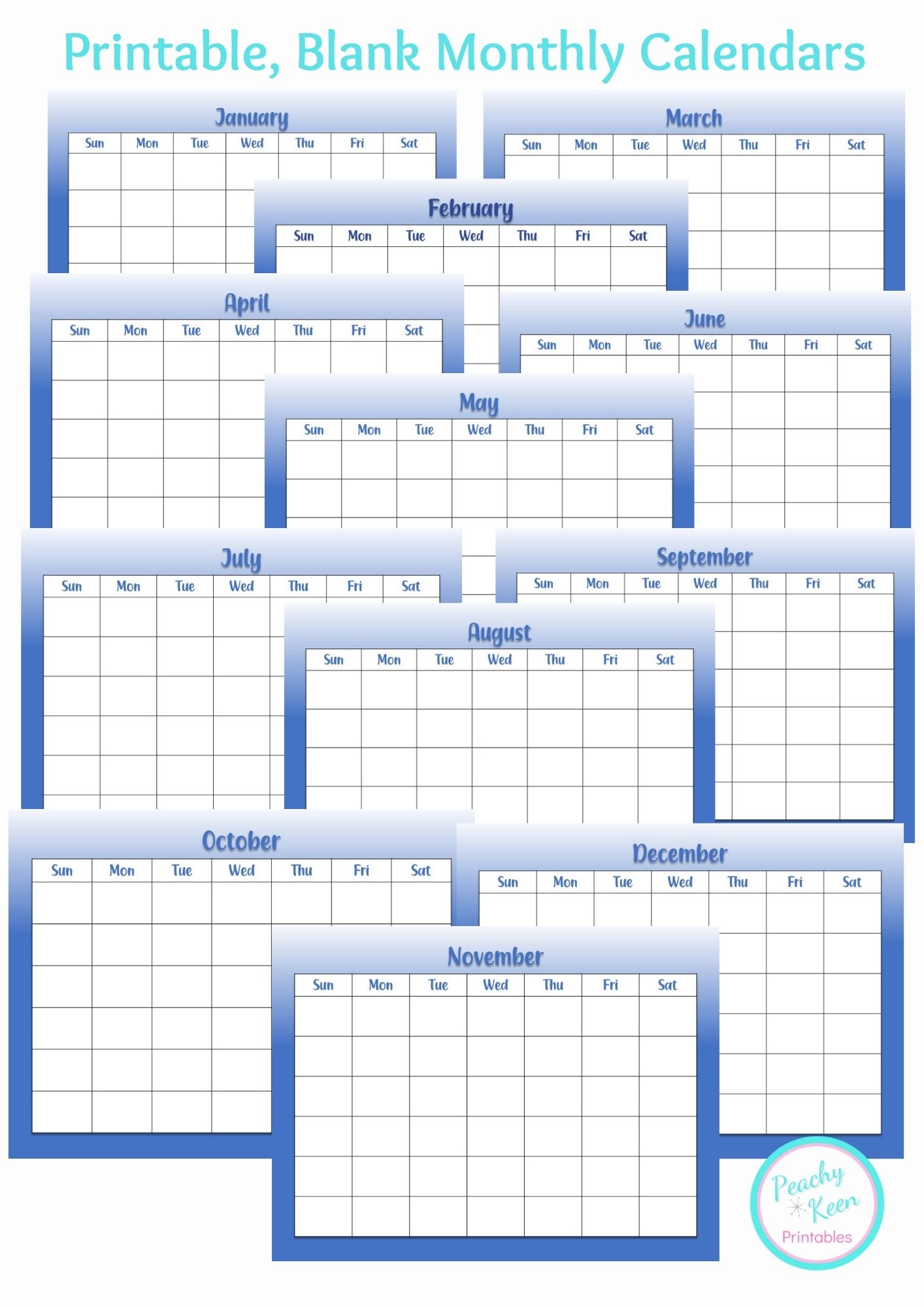 60 Blank Printable Monthly Calendars 28