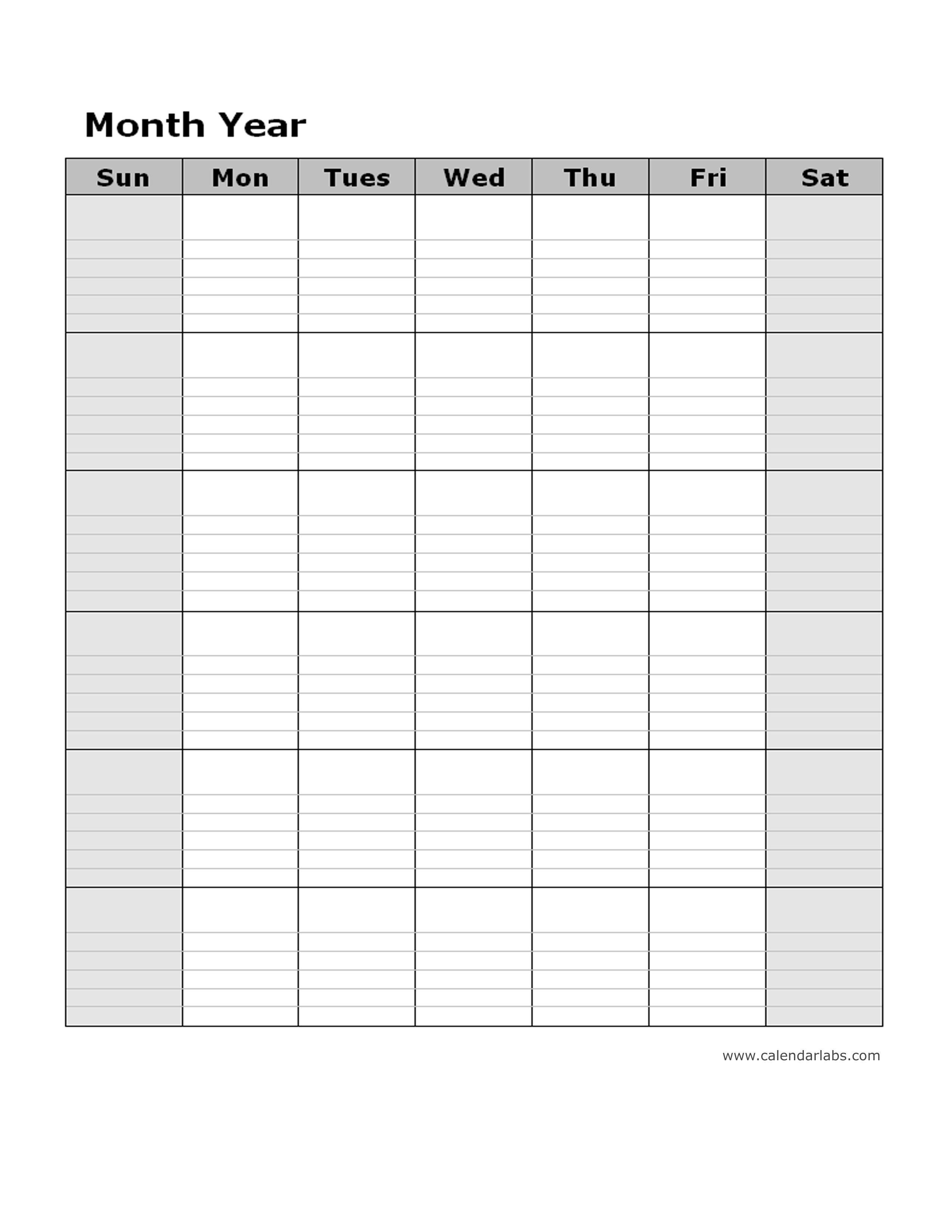 60 Blank Printable Monthly Calendars 31