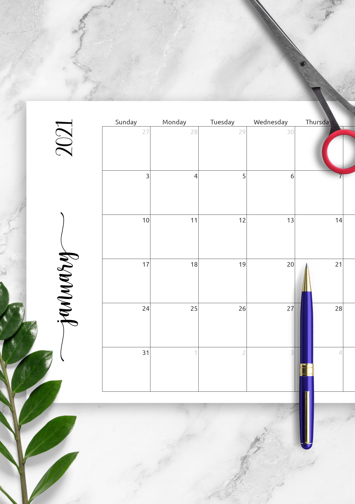 60 Blank Printable Monthly Calendars 34