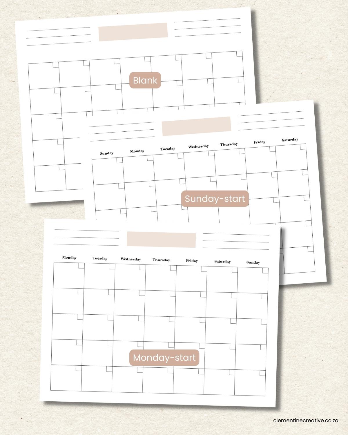 60 Blank Printable Monthly Calendars 37