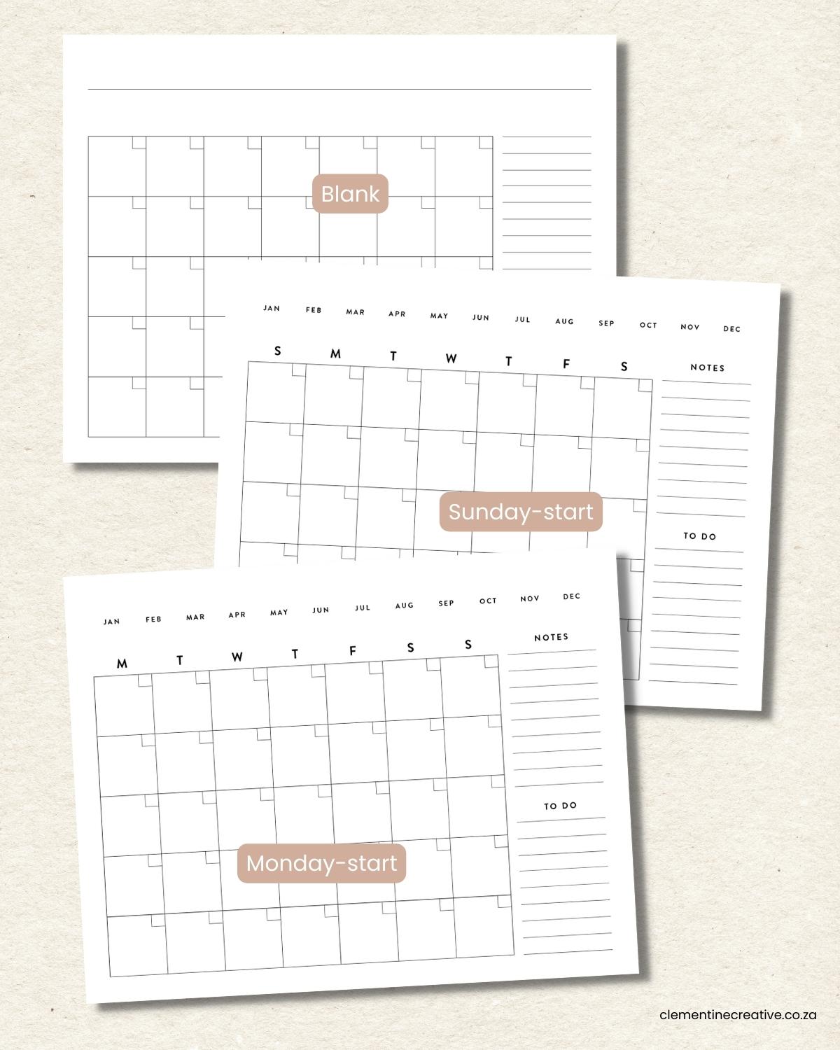 60 Blank Printable Monthly Calendars 4
