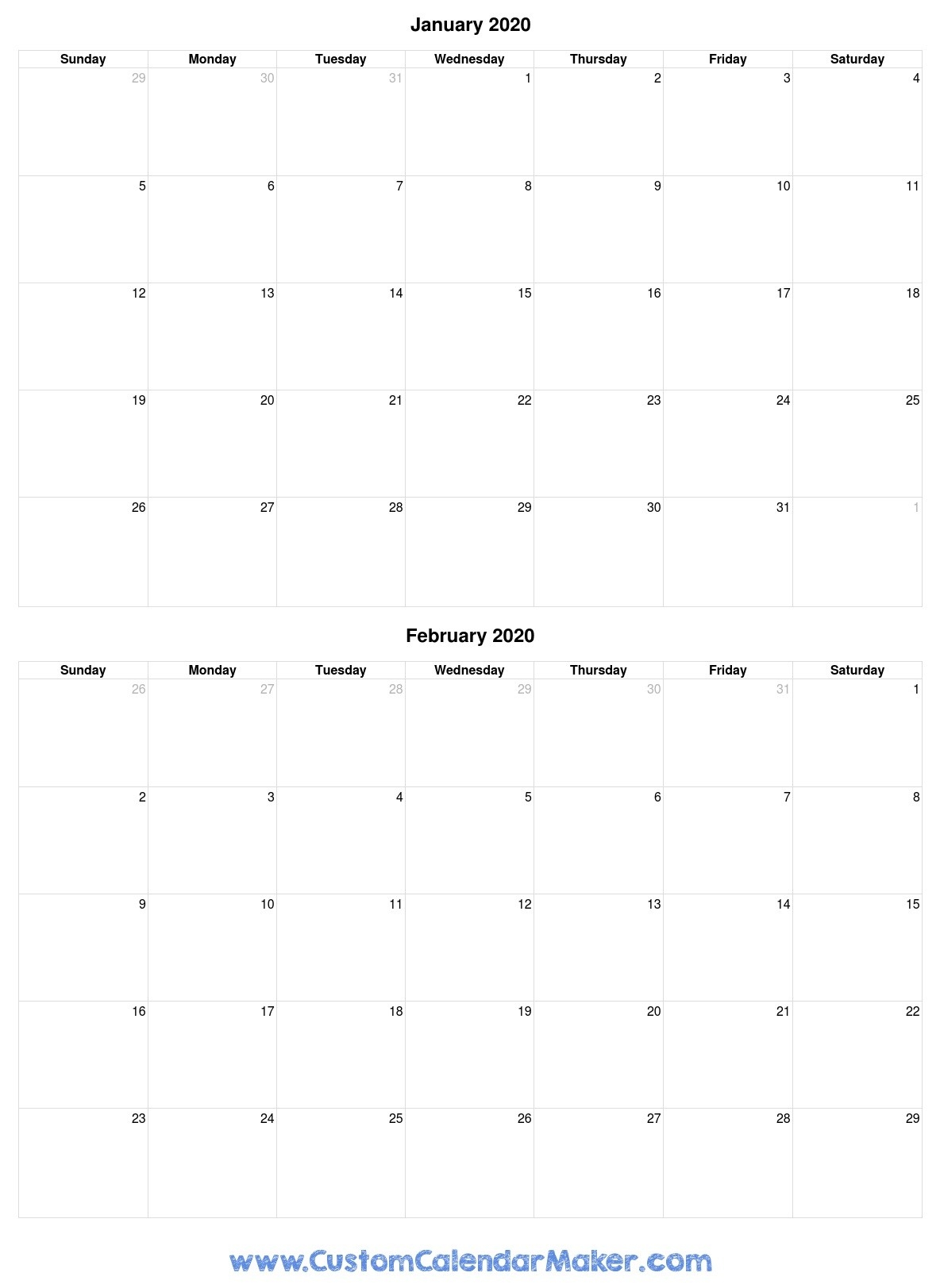 60 Blank Printable Monthly Calendars 6