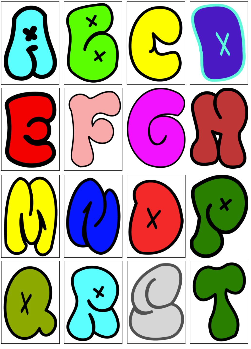 60 Printable Bubble Letters Alphabet 24