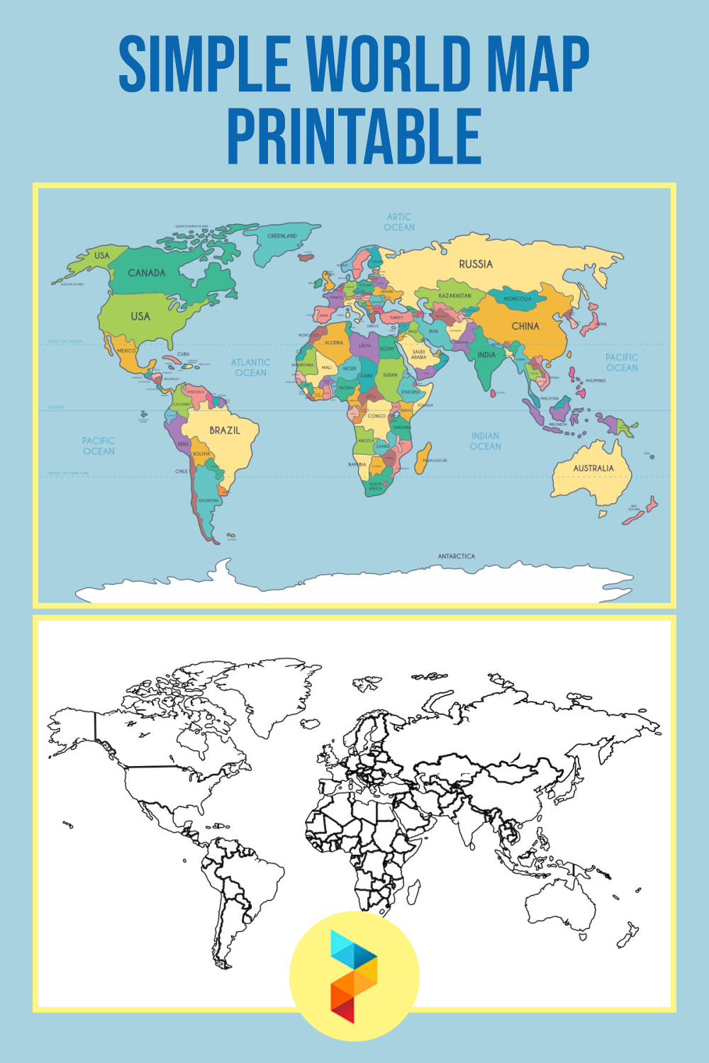60 Printable Simple World Map 1