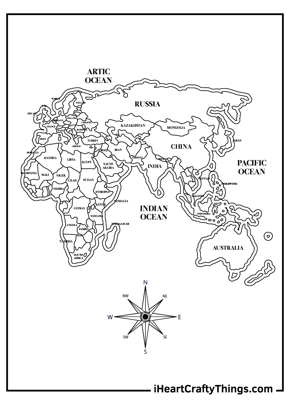 60 Printable Simple World Map 61