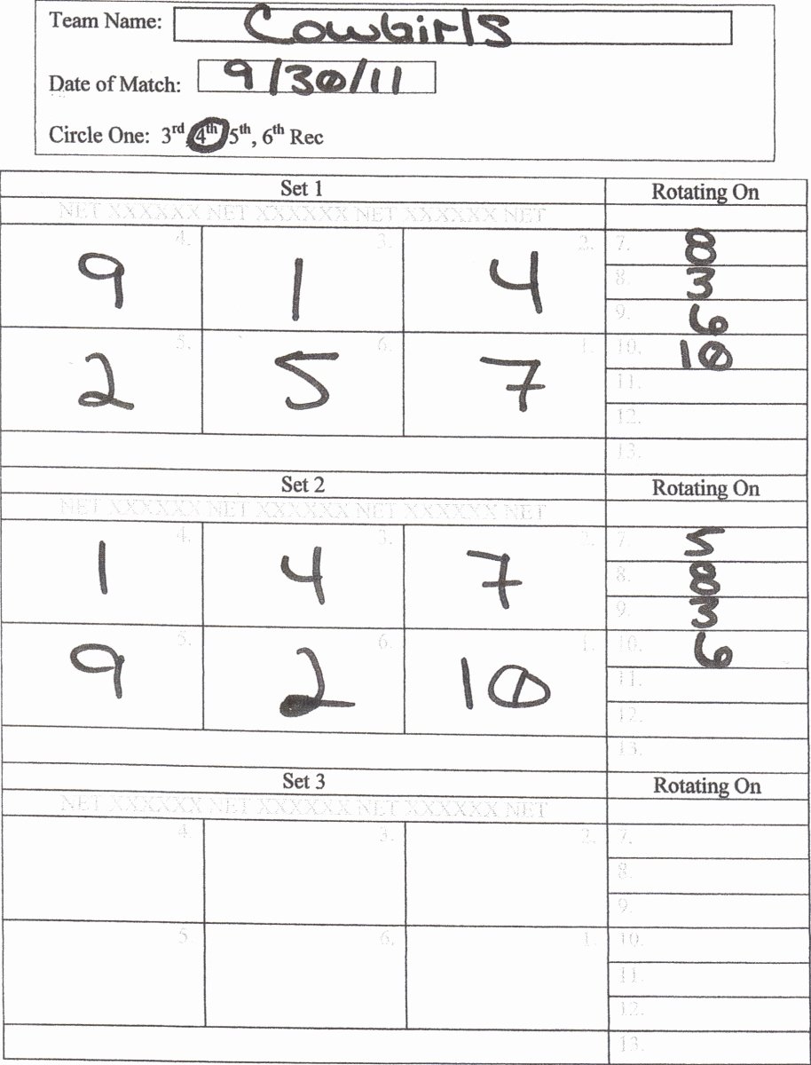 60 Volleyball Printable Lineup Sheets 3