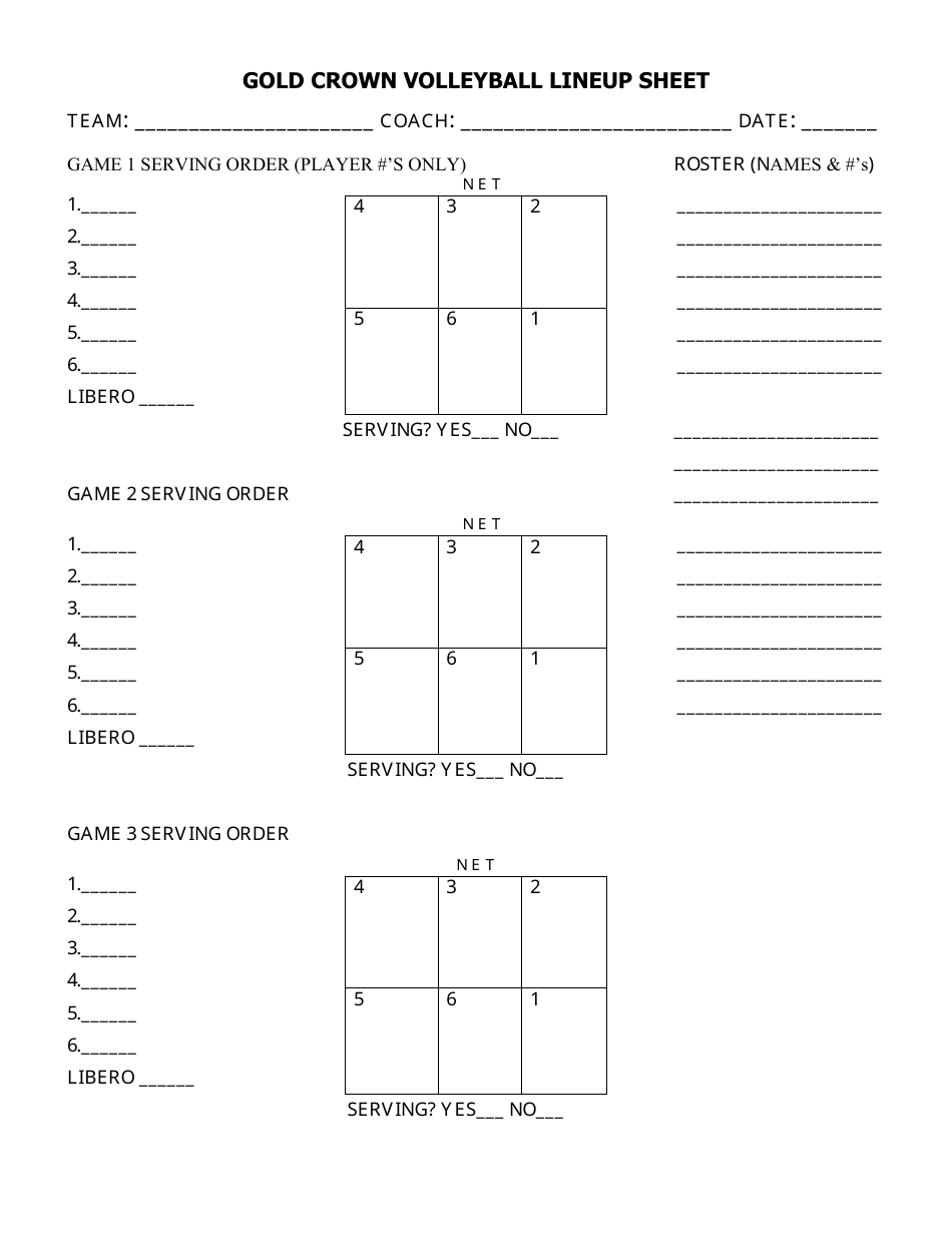 60 Volleyball Printable Lineup Sheets 31