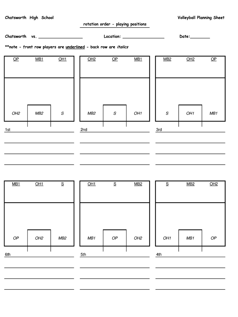 60 Volleyball Printable Lineup Sheets 33