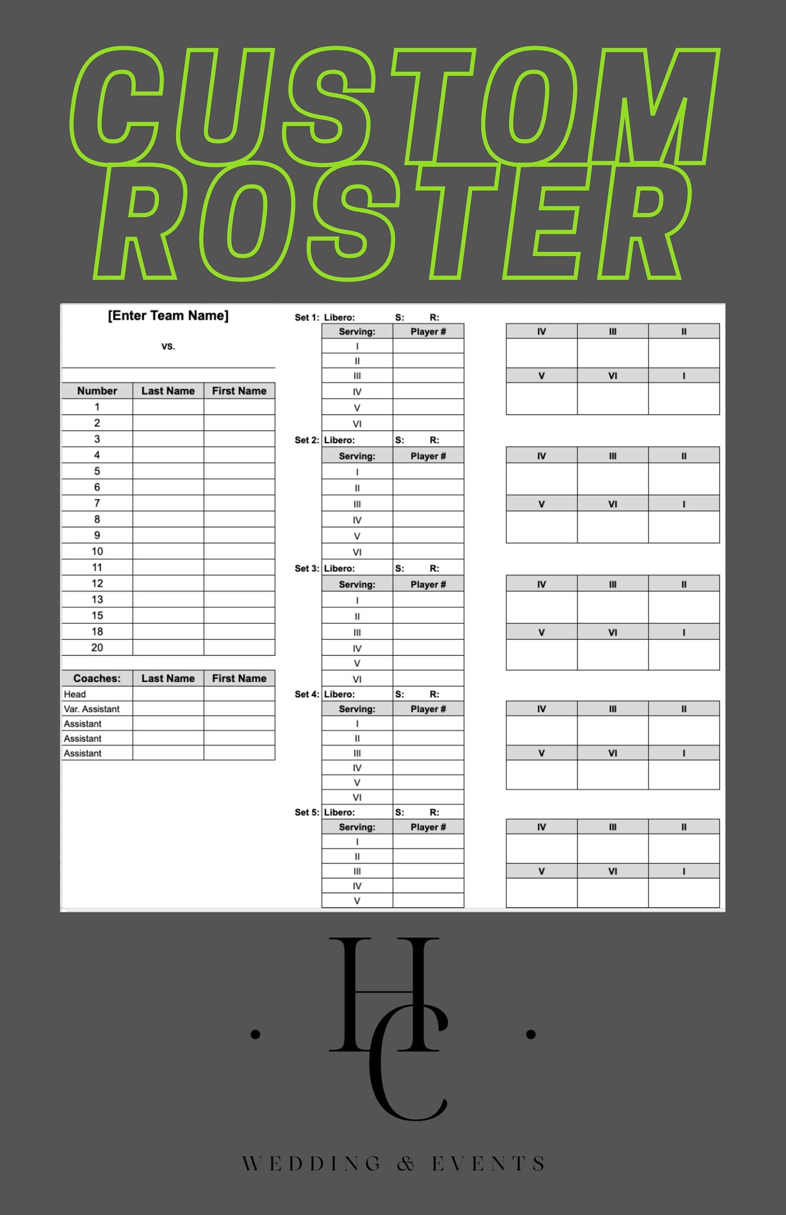 60 Volleyball Printable Lineup Sheets 35