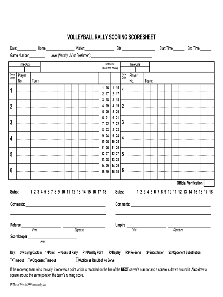 60 Volleyball Printable Lineup Sheets 36