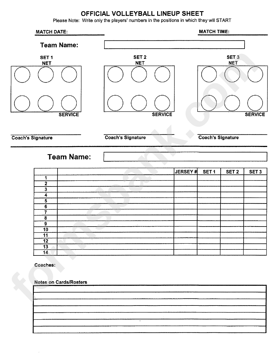 60 Volleyball Printable Lineup Sheets 38