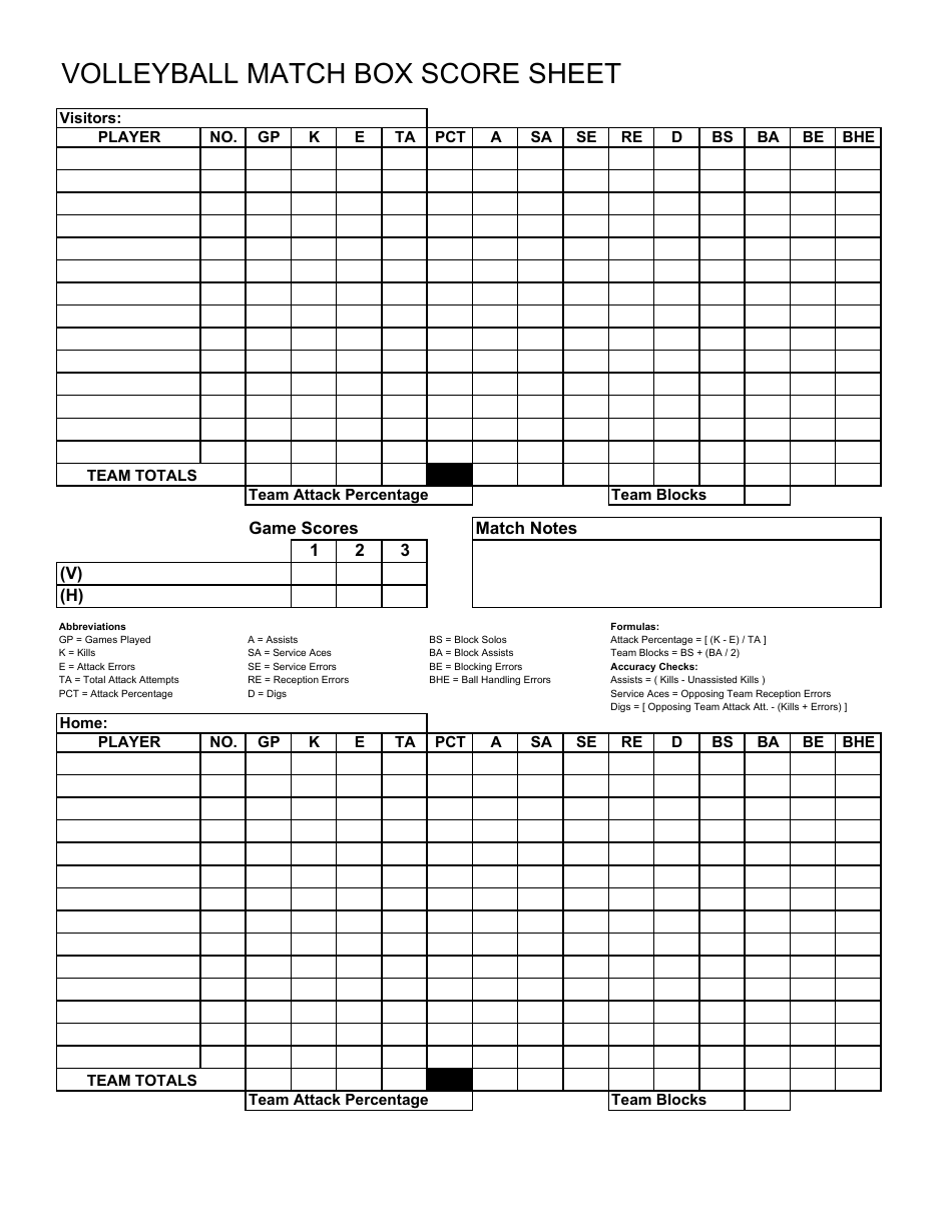60 Volleyball Printable Lineup Sheets 45