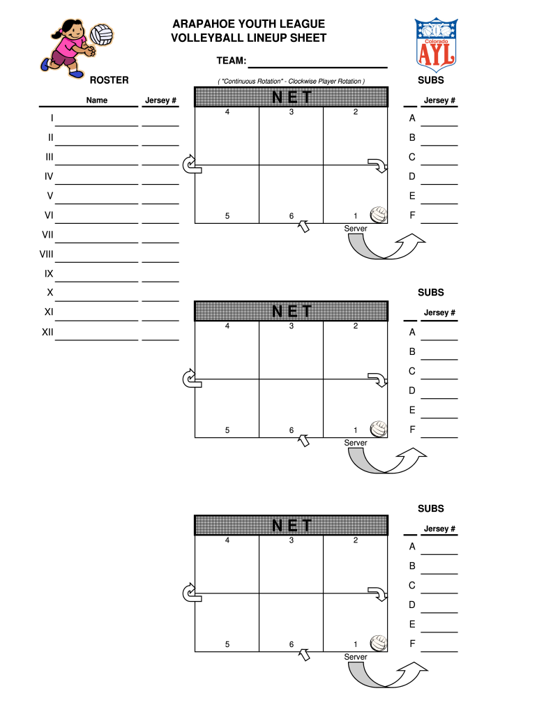 60 Volleyball Printable Lineup Sheets 46