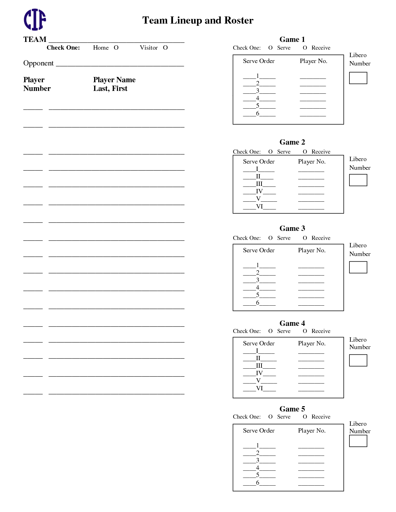60 Volleyball Printable Lineup Sheets 55