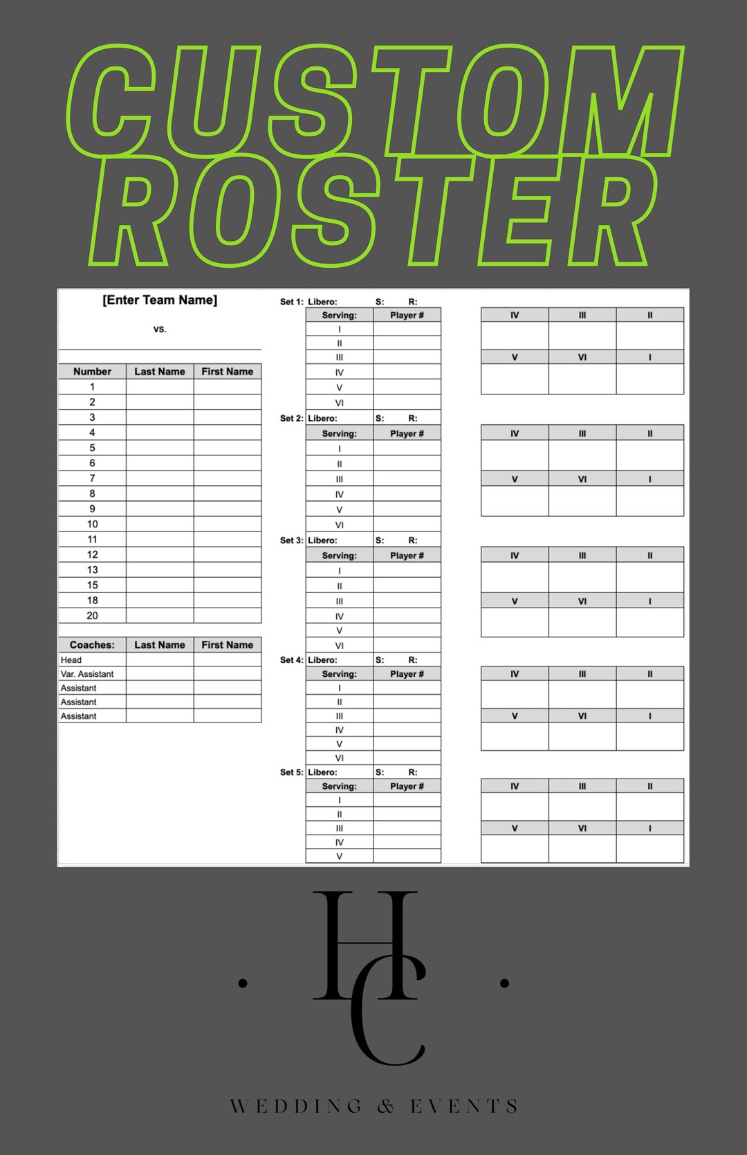 60 Volleyball Printable Lineup Sheets 56