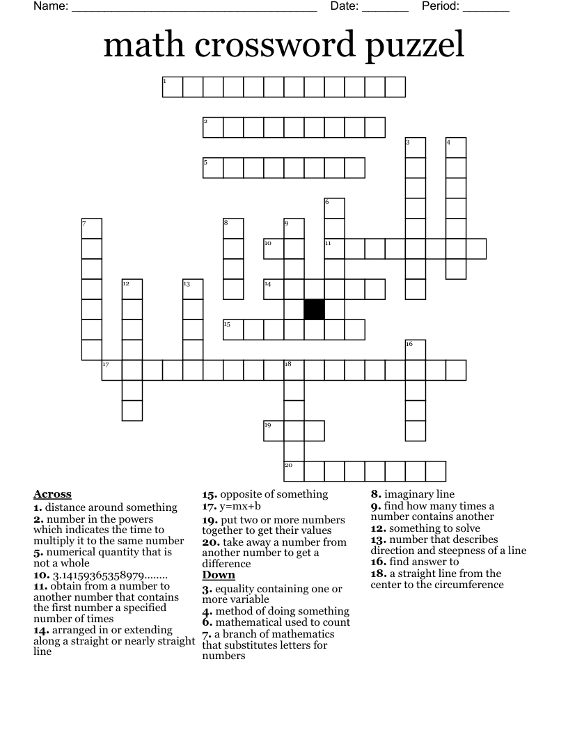 Save 60 Math Crossword Puzzles Free Printable Ideas 21