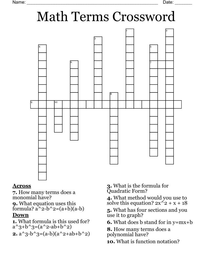 Save 60 Math Crossword Puzzles Free Printable Ideas 45