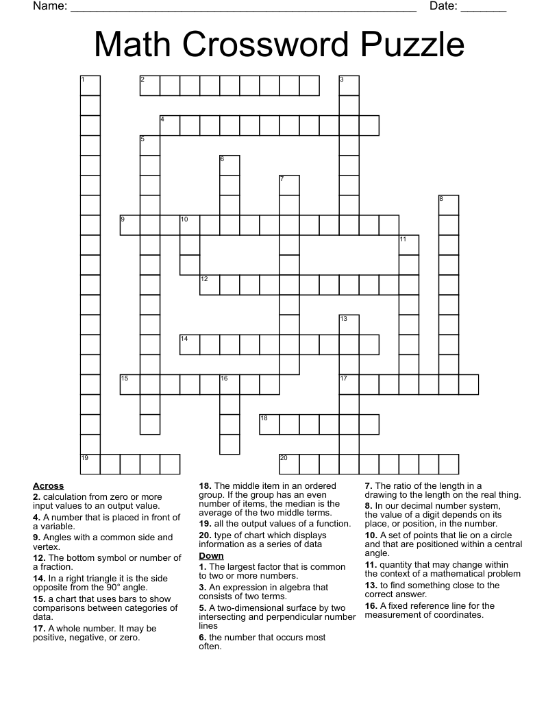 Save 60 Math Crossword Puzzles Free Printable Ideas 46