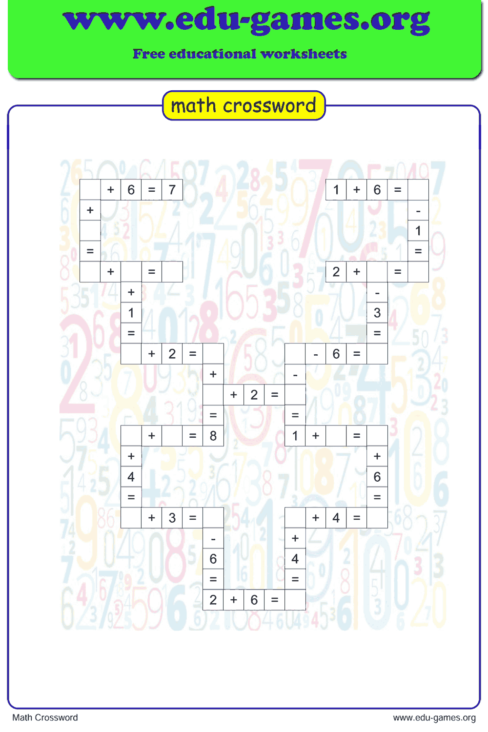 Save 60 Math Crossword Puzzles Free Printable Ideas 5