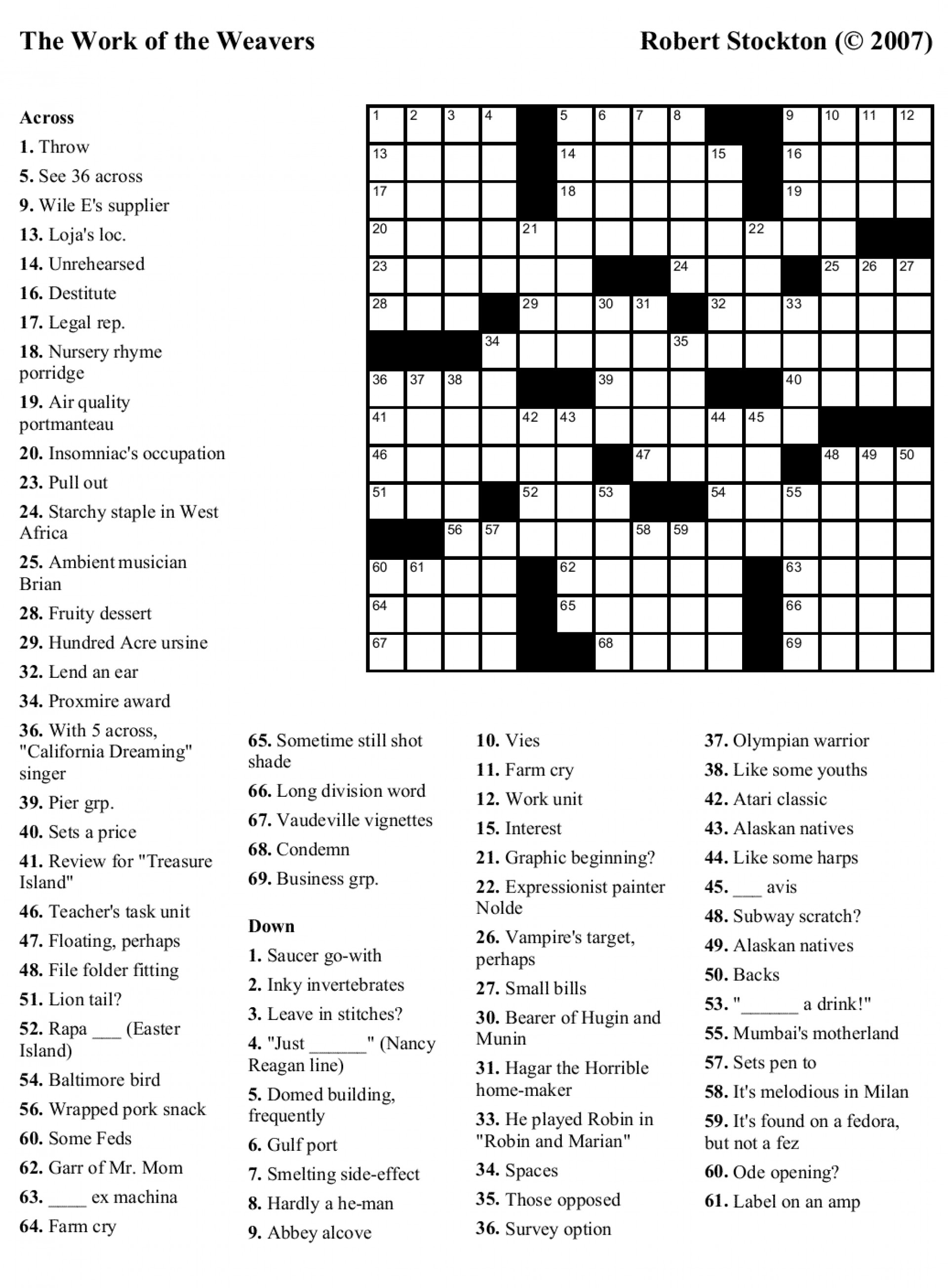 35 Crossword Puzzles Printable Free 25