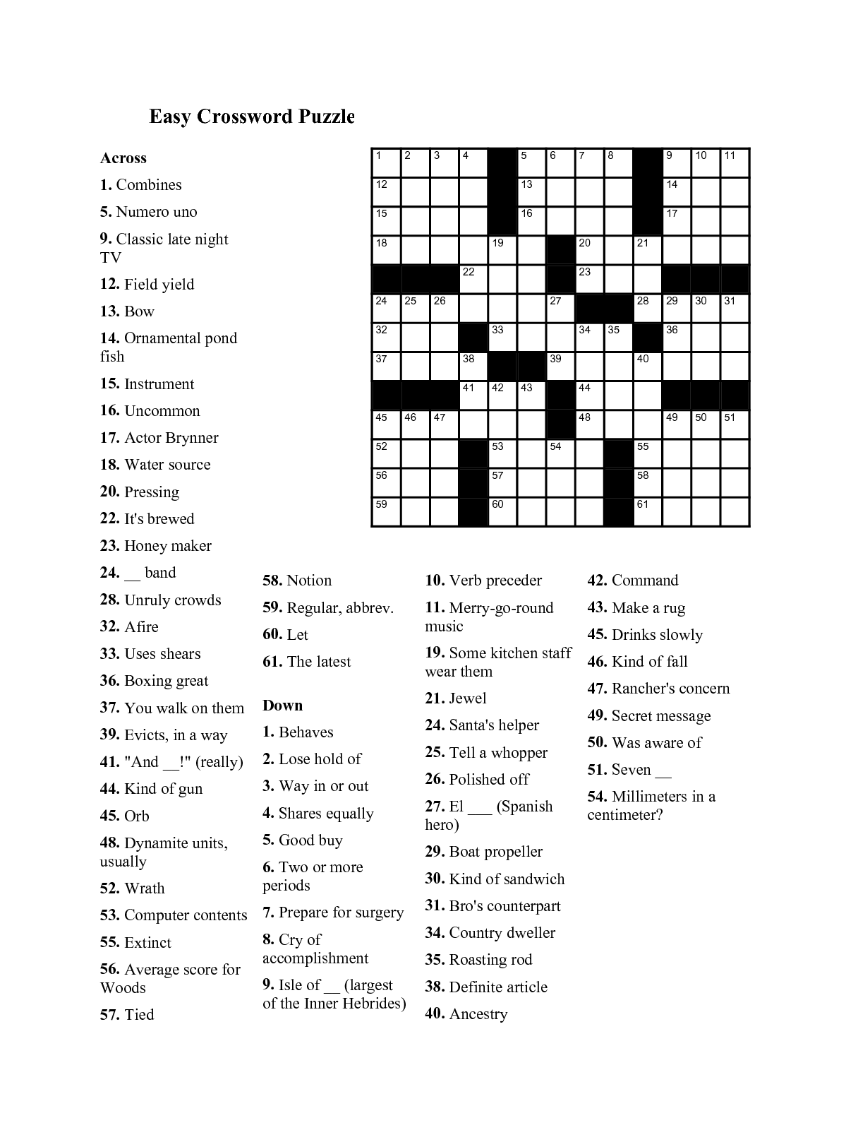 35 Crossword Puzzles Printable Free 6