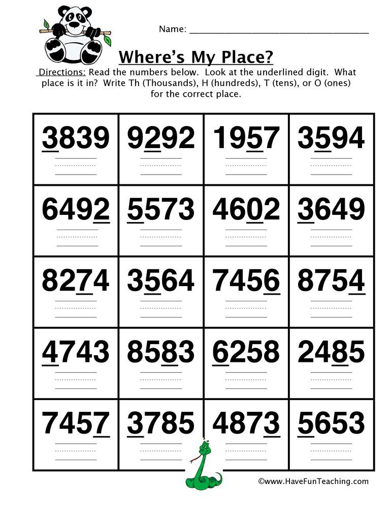 20 4Th Grade Math Worksheets Free Printable Place Value