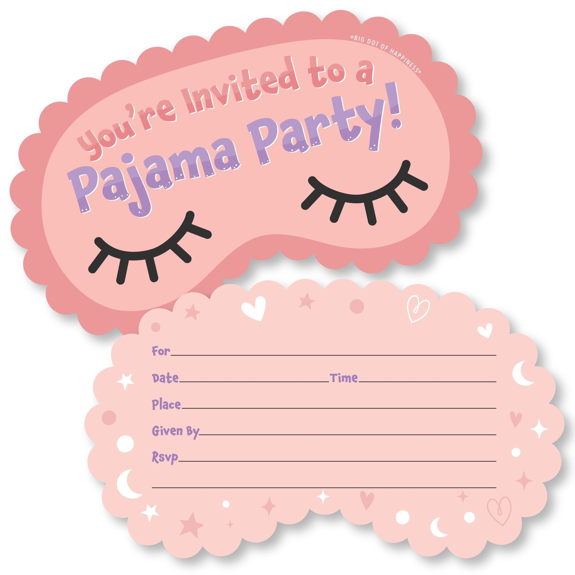 Big Dot of Happiness Pajama Slumber Party - Shaped Fill-In Invitations - Girls Sleepover Birthday Pa Big Dot of Happiness Pajama Slumber Party - Shaped Fill-In Invitations - Girls Sleepover Birthday Pa